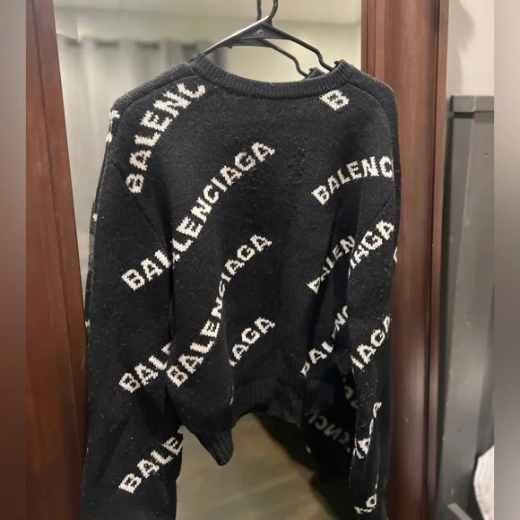 Balenciaga Allover Logo Sweater in Black - Size M